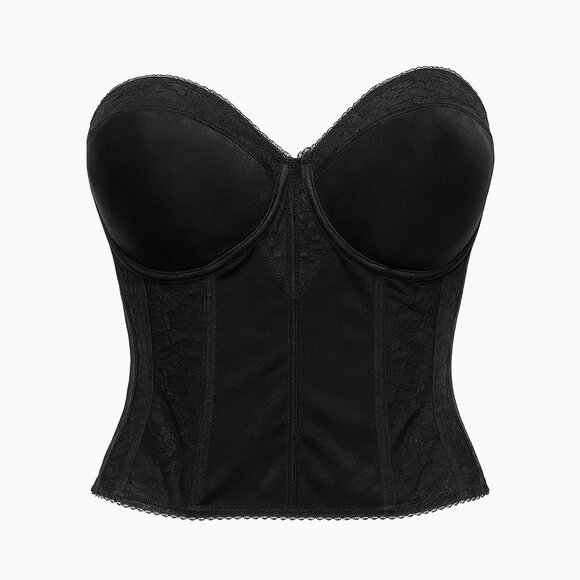 Dominique Other - Dominique Lace Longline Bustier Black Firm Shaping Corset Top 38F